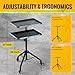 Adjustable Height Rolling Tool Cart with Wheels, Rolling Work Table with Magnetic Strip Mobile Work Table Rolling Utility Cart Mechanic Tool Trays Storage Organizer for Garage, Bike Workshop