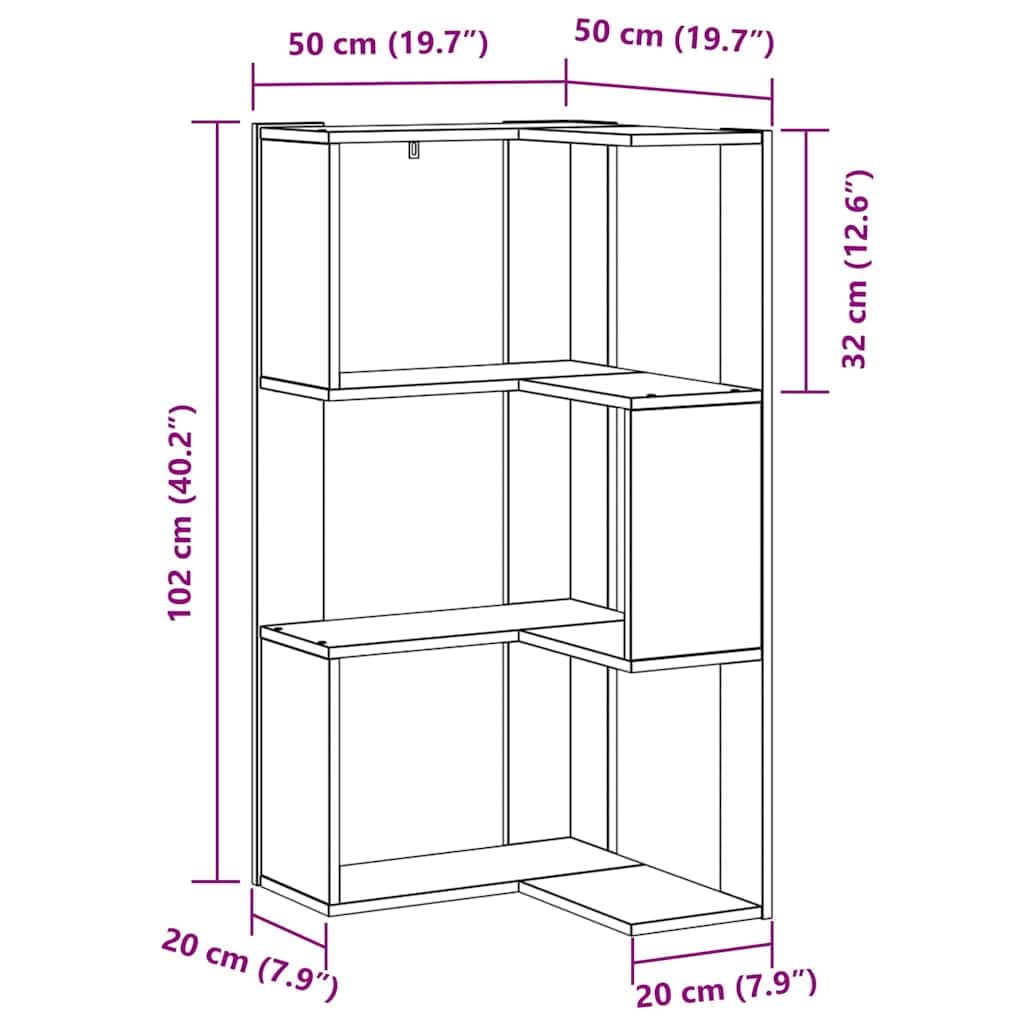 vidaXL Libreria Rovere Nero 50 x 50 x102 cm, Soluzione Moderna di stoccaggio, Ampio Libro, scaffale Funzionale, mensole Decorative per l'arredo di casa