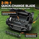 Alloyman 16-Inch 2-in-1 Electric Dethatcher and Scarifier, 15Amp Copper Motor, Electric Dethatcher and Aerator with 14.5-Gal Bag, 5-Position Adjustment, Quick-Fold, Ldeal for Iawn Care - Image 4