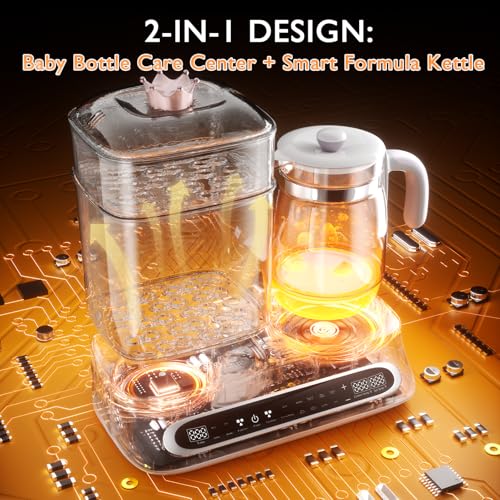 YunBaby Baby Bottle Warmer & Steamer, 44oz Formula Kettle with Drying & Steam, Multi-Function Bottle Warmer for Breastmilk, Food & Baby Essentials
