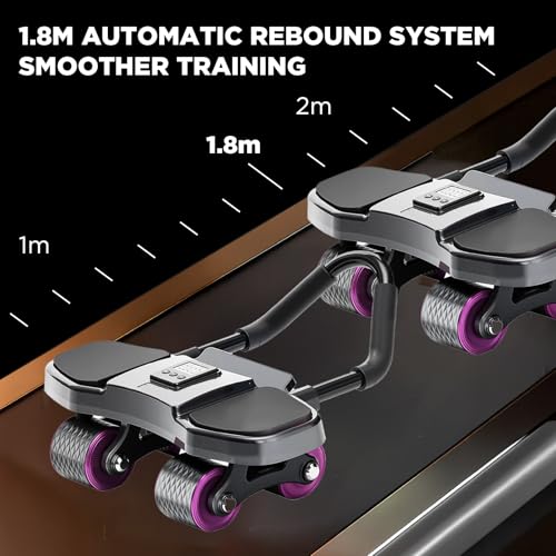 AB Roller Exercise Wheel 1.8M Automatic Rebound Ab Roller, Automatic Rebound AB Wheel With Knee Mat & Timer and Phone Holder for Home Fitness Calisthenics Equipment - Image 6