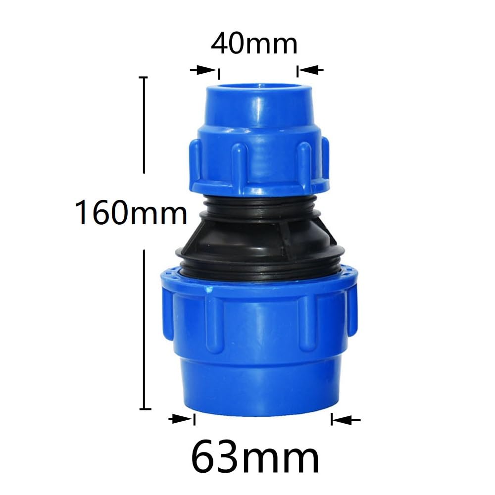 MiJunHD PE Pipe Reducing Straight Connector,63mm to 40mm Reducer Coupler Hose Connection Plastic Quick Fittings for Garden & Agriculture Watering (1 Piece) - Image 2