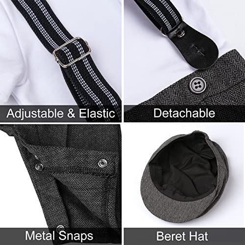 A&J DESIGN 4pcs Baby Boys Suit, 3 Months - 18 Months, Gentleman Romper & Vest & Berets Hat & Bow Tie4