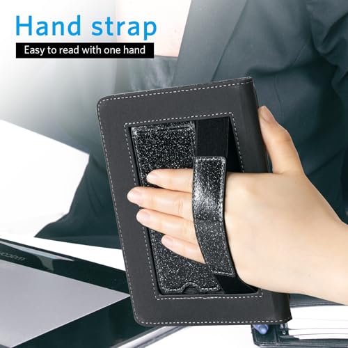 Image of CoBak Case for 6 inch E-Reader - PU Leather Smart Cover with Auto Sleep /Wake & Hand Strap, not Compatible with Kobo Clara,Black Glitter