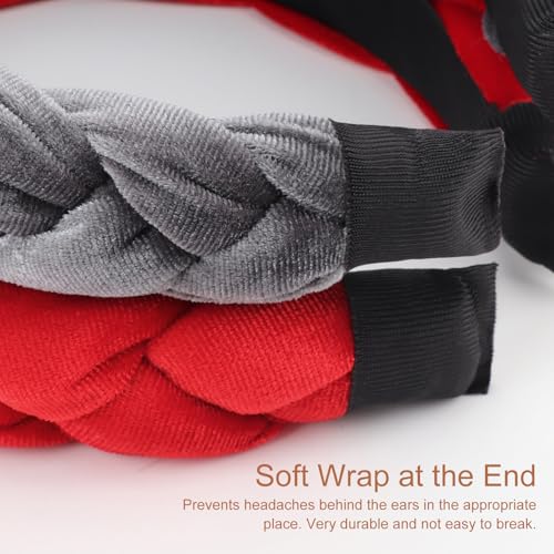 Image of DRESHOW Braided Headbands for Women Velvet Hair Hoop Elastic Criss Cross Hair Bands Accessories