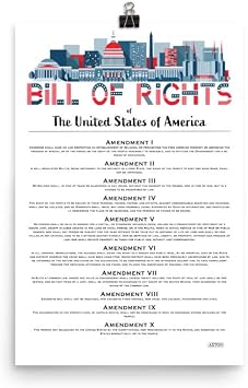 Bill of Rights Poster 12" x 18" Educational U.S. History Wall Art