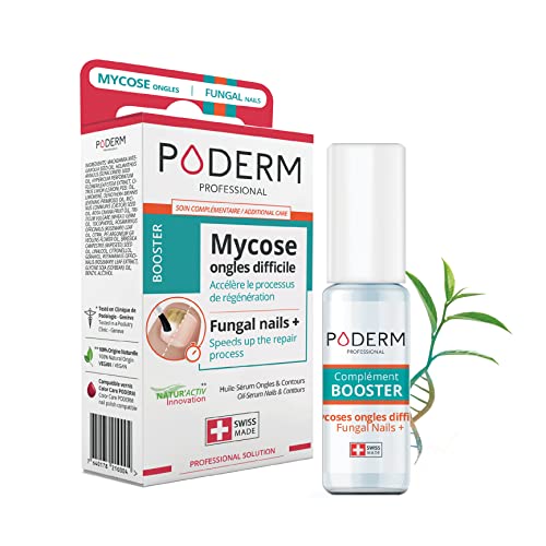 PODERM - MYCOSE ONGLES BOOSTER DE TRAITEMENT pour mycose difficile à traiter | Divise par 2 la durée du Traitement | Soin professionnel pied/main | Facile & rapide | Swiss Made Cover