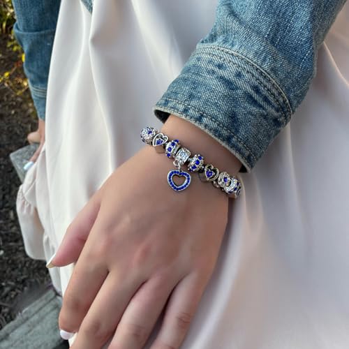 BELLA'S YARD Birthstone Bracelets, Gifts for her, Charm Bracelet for Women, 100% Stainless Steel, Water & Tarnish Resistant, Ideal Anniversary or Birthday Gift for Wife, Jewelry for Mom Girlfriend, 15 Charms Included - Adjustable, Includes Velvet Bag, Simulated Birthstone3