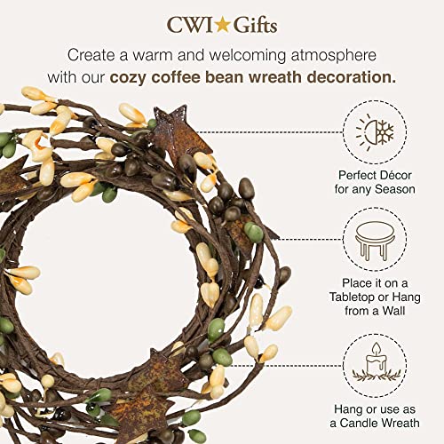 Cwi Gifts Pip Twig Star Wreath Rings - Decorative Candle Rings - Candle Rings For Pillars - Farmhouse Candle Rings - Perfect Winter Wreaths For Candles - Coffee Bean 6 X 2 #TOP2