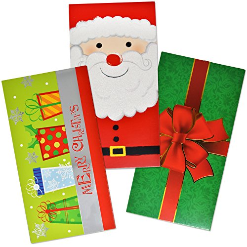 24 Christmas Card Gift Holder - Christmas Money Holder - Christmas Greeting Cards With Envelopes Bulk Assorted In 3 Holiday Cute Festive Designs With Glitter And Foil Winter Holiday Cards Box Set #TOP1