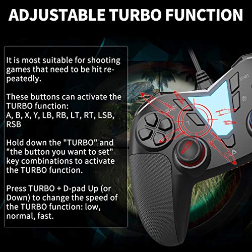 PC Steam Game Controller, IFYOO ONE Pro Wired USB Gaming Gamepad Joystick Compatible with Computer/Laptop(Windows 10/8/7/XP), Android(Phone/Tablet/TV/Box), PS3 - [Black] - Thumbnail 6