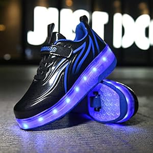 Unisex Boys Girls Led Lights Usb Rechargeable Trainer Roller Skates Shoes With Single Double Wheels Retractable Outdoor Sports Cross Trainers Gymnastic Running Sneakers For Party