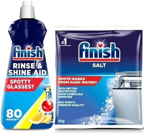 Dishwasher Rinse Aid, Shine & Dry - 400 ml & Dishwasher Salt 1 kg Combo
