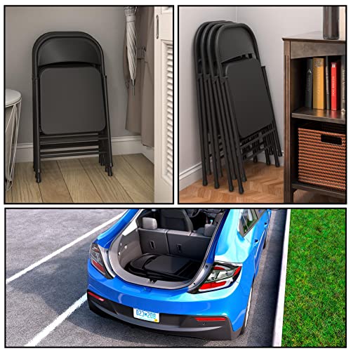 COSCO SmartFold All-Steel Folding Chair, 4-Pack, Black - Image 5