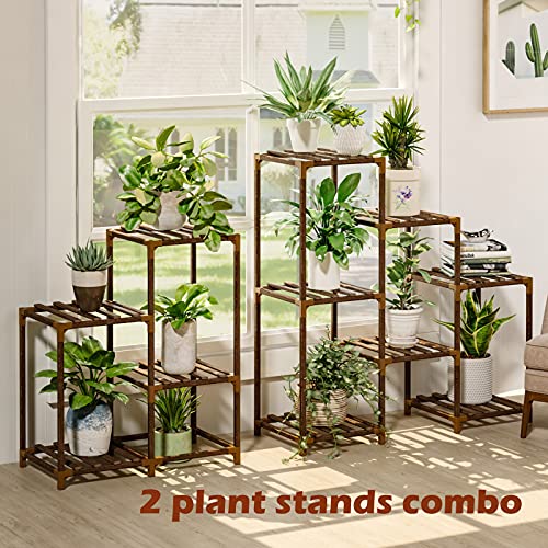 Bamworld Plant Stand Indoor Outdoor Corner Plant Shelf 5-Tier 11 Potted Flower Shelves Wooden Plant Stands Garden Wood Plant Holder Rack For Living Room Corner Lawn Window #TOP2