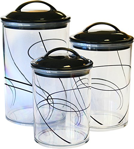 Corelle Coordinates by Reston Lloyd Acrylic Storage Canisters, Set of 3, Simple Lines