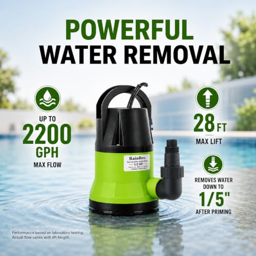Image of Sump Pump, Submersible Water Pump for Water Removal, 1 /2HP