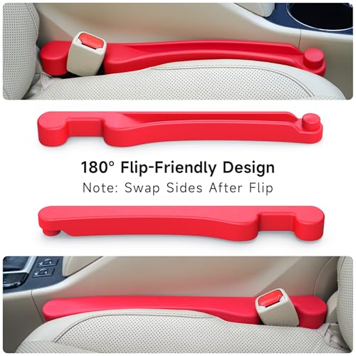 Image of Givifive Car Seat Gap Filler Set of 2, 3IN1 Seat Side Gap Filler Plug with Storage Slot & Hook Function, Soft Foam Universal Fit Car SUV Truck Fill Gap Between Seats Console Organizer (Narrow Red)