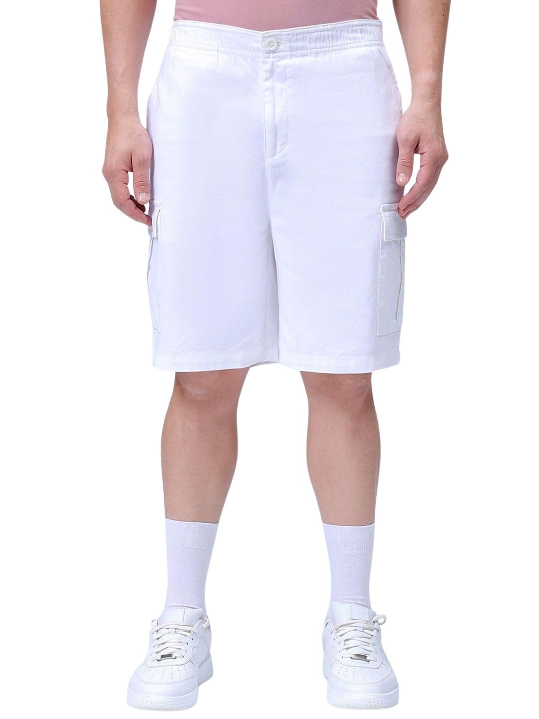 the indian garage co Men Relaxed Fit Solid Mid-Rise Cargo Shorts-picture-36