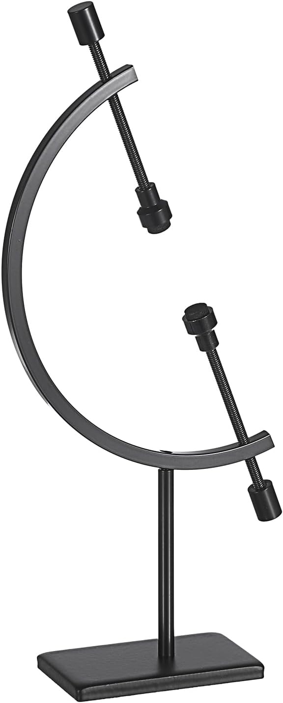 JUXYES Black Metal Sphere Holder Caliper Stand, Hold Max to 2-7/8, Black Caliper Style Display Stand for Mineral, Ornament, Gem, Shell, Coin, etc