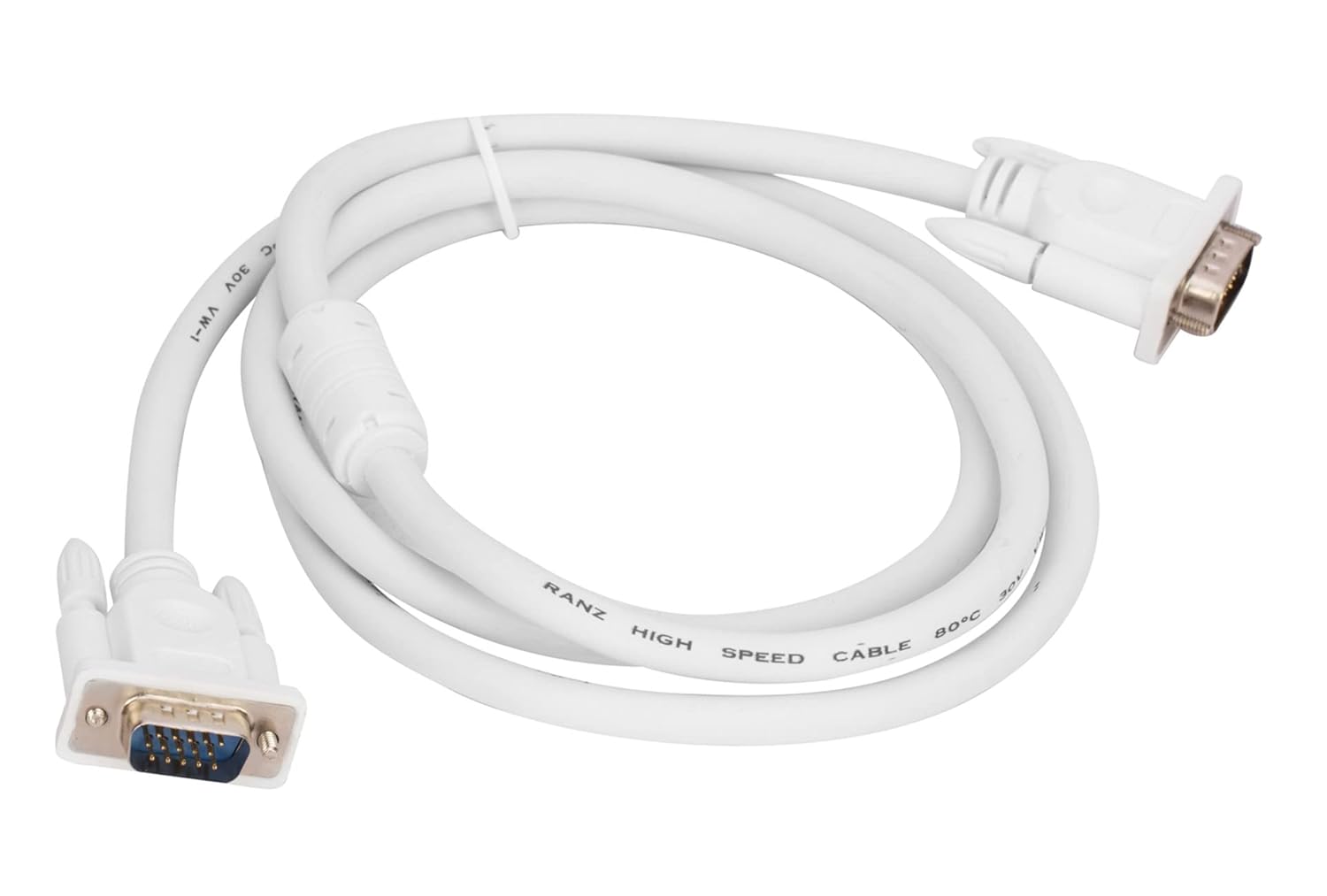 15Pins Male To Male VGA To VGA Cable For All Computer/Monitors/Televisions/Desktop/Laptop/Projector/LEDs/LCDs/HDTV’s/Graphics Card Series Color White 3meter