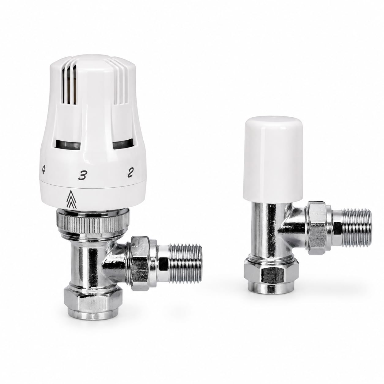 Thermostatic Radiator Valve TRV Pack White/Chrome TRV & Lockshield 1 Pack