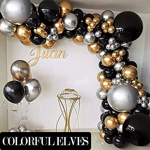 Image of Large Black Balloons 36 Inches 4 Pack Giant Jumbo Big Thicken Round Chrome Metallic Balloon for Birthday Party Decorations
