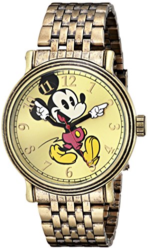 Disney Mickey Mouse Articulating Hands Watch for Men – Stylish Mickey Mouse Watch for Men, Gift Enthusiasts, Full Color Watches with Silver Dial and Stainless Steel Strap, Gold, Mickey Vintage Watches