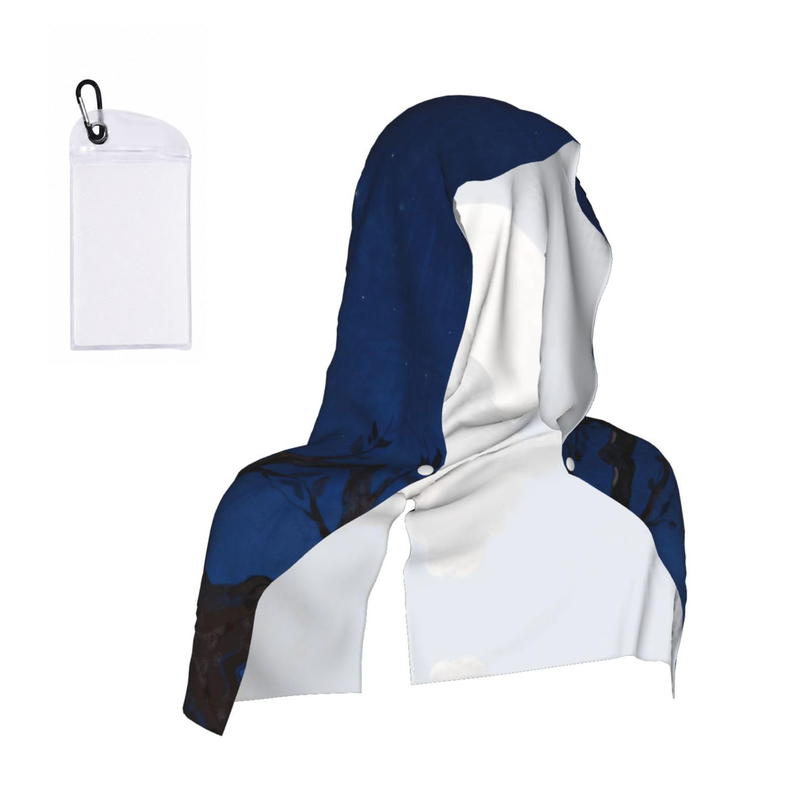 CNTDBU Owl Moon Night Cooling Towel Hooded-Instant Chill Neck Cover for Sports, UV Cooling Rag for Running Gym