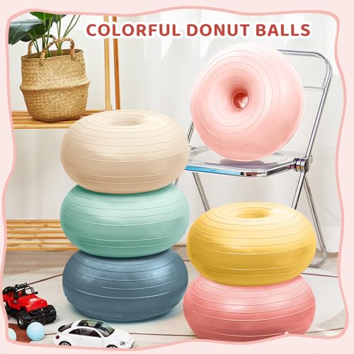 Image of Lewtemi 6 Pcs Flexible Seating for Classroom Elementary 20 Inch Yoga Ball Chairs Large Inflatable Donut Exercise Ball Chair Stability Balance Trainer with Inflator for Kids Student