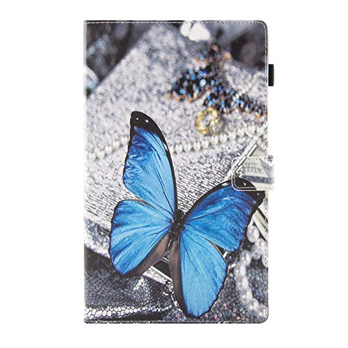 Uucovers Kindle Fire Hd 10 10.1" Tablet 2019 2017 Case 9Th/7Th Generation, Smart Folio Stand Pu Leather Tpu Back Magnetic Wallet With Stylus Pencil Holder Card Slots [Auto Wake/Sleep], Blue Butterfly #TOP2