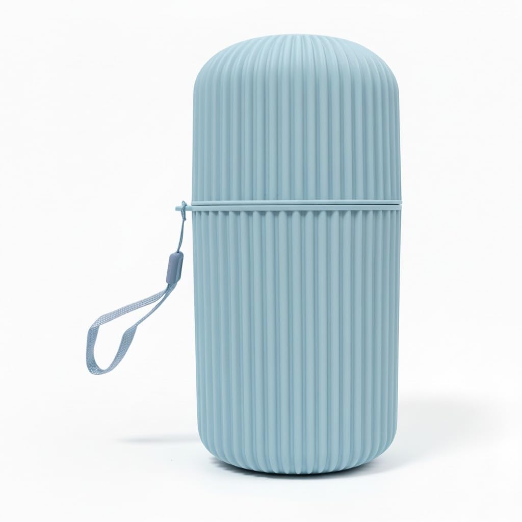 Travel Curry - Travel Toothbrush Cup Case Extra Large Size, Portable Toothbrush Holder Case for Traveling, Camping, Business Trip and School, Plastic Toothbrushes Toothpaste Set (Blue XL)-image-40