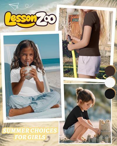 3 Pack Girls Short Sleeve Tops Ribbed Knit Crew Neck Shirts Basic Solid Tees Slim Fit Casual T-Shirt Size 5-14 - Image 5