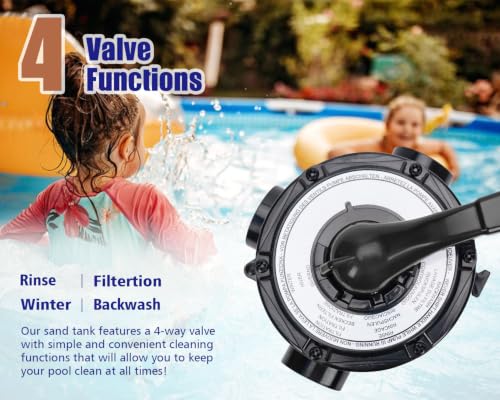 Image of CIPU 12-inch Sand Filter Pump System Handy 4-Way Valve for Above Ground Swimming Pools with Prefilter Pool Pump 115V 6-Foot Cord to Easy Installation SFPS12501