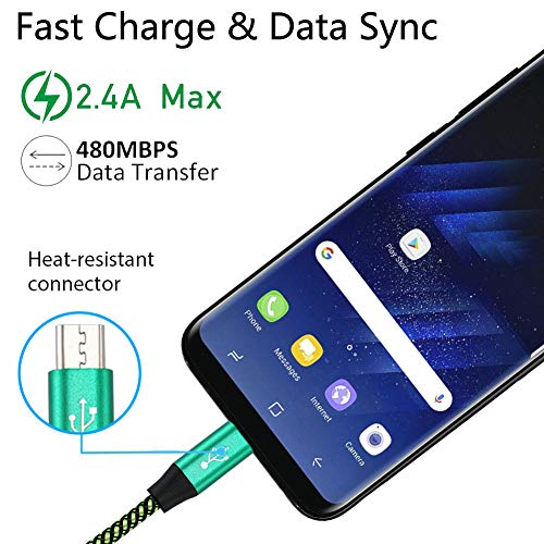 Bynccea Micro Usb Cable Android, [4-Pack 6Ft] Cell Phone Charger Cord Nylon Braided Compatible With Samsung Galaxy S7 J7 Edge,Lg,Htc,Moto,Kindle,Sony,Xbox One,Ps4(Multi-Colored) #TOP3