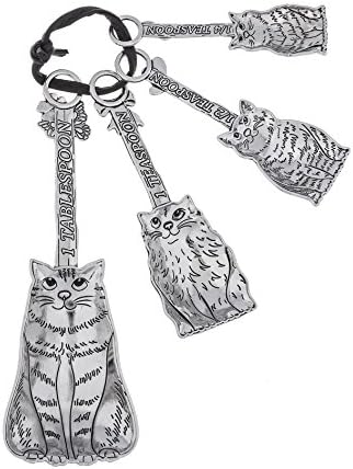 Ganz Family Of Cats Polished Silver Tone Zinc Alloy Measuring Spoons, 4-Piece Set