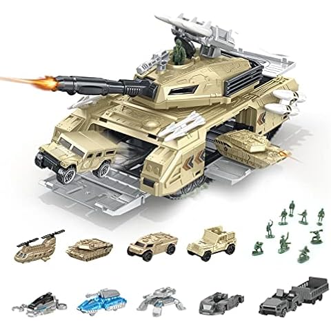 RedCrab Army Tank and Army Men Toy Play Set, 9 Dismountable Military Vehicles Tank Models and 9 Tiny Toy Soldiers, Military Vehicles Toys for Kids Boys Cover