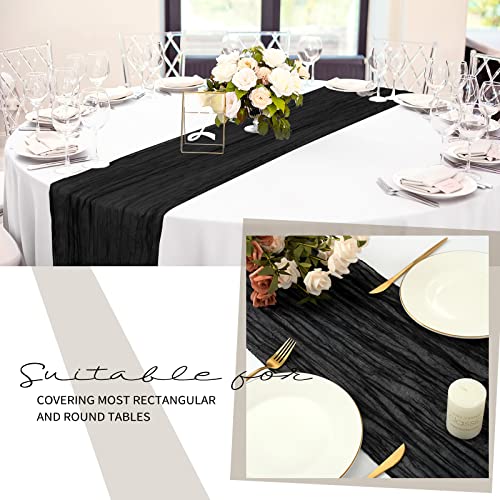 24 Pack Cheesecloth Table Runner 20 X 120 Inch Cheese Cloth Table Runner Bulk,Romantic Boho Sheer Gauze Fabric Table Runners For Wedding Reception,Party,Bridal Shower Table Decor(Black) #TOP3
