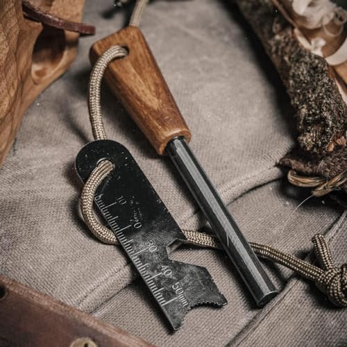 Image of BISONBERG Fire Starter, Thick Bushcraft Survival Firesteel Rod with Flint Striker Ruler Serrated Striker Rapid Camp Fire Maker Kit Serrated Edge with Bottle Opener