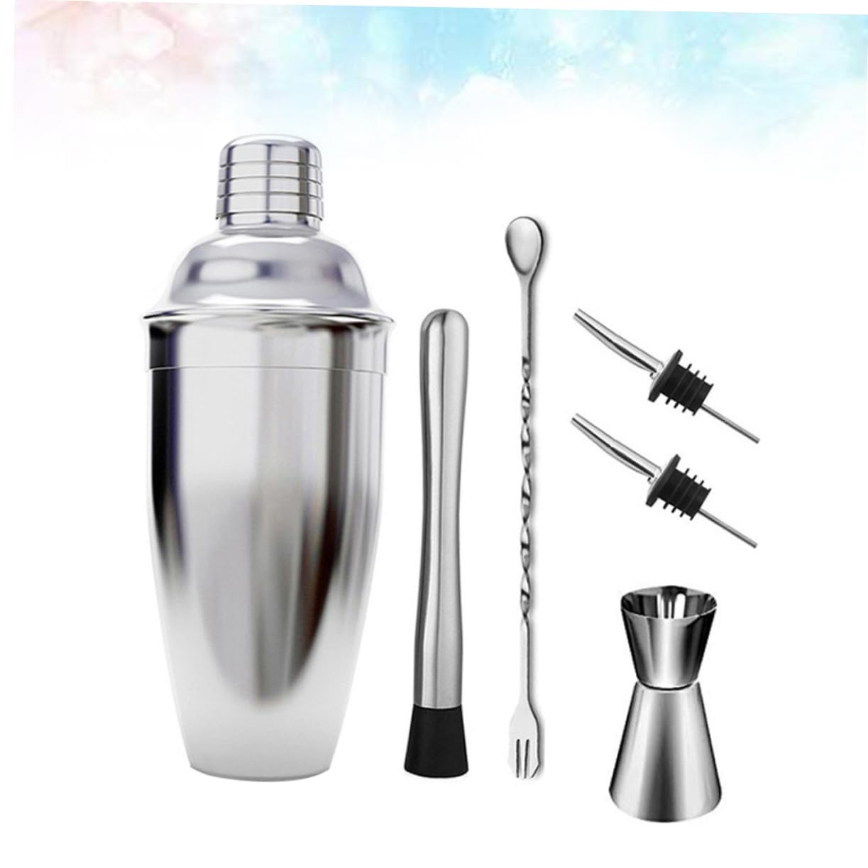 6 Piezas Coctelera Profesional Inoxidable Kit para Bar Casa Mezclador y Colador para Cócteles Martini y Bebidas Variadas