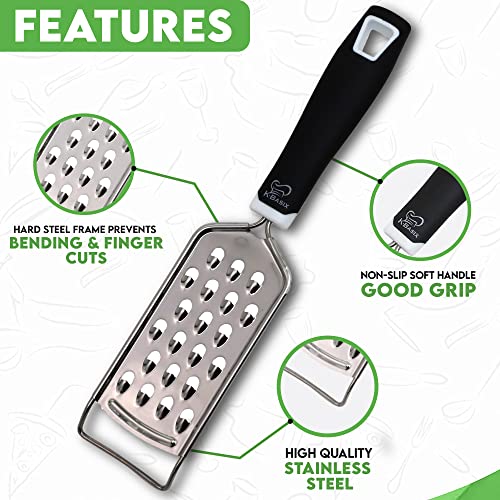 K Basix Hand Grater Stainless Steel Razor Sharp Blades, Non-Slip & Soft Grip, Handheld Cheese Grater With Handle, Fine Cheese Grater Handheld & Small Cheese Grater (Coarse Grater)… #TOP2