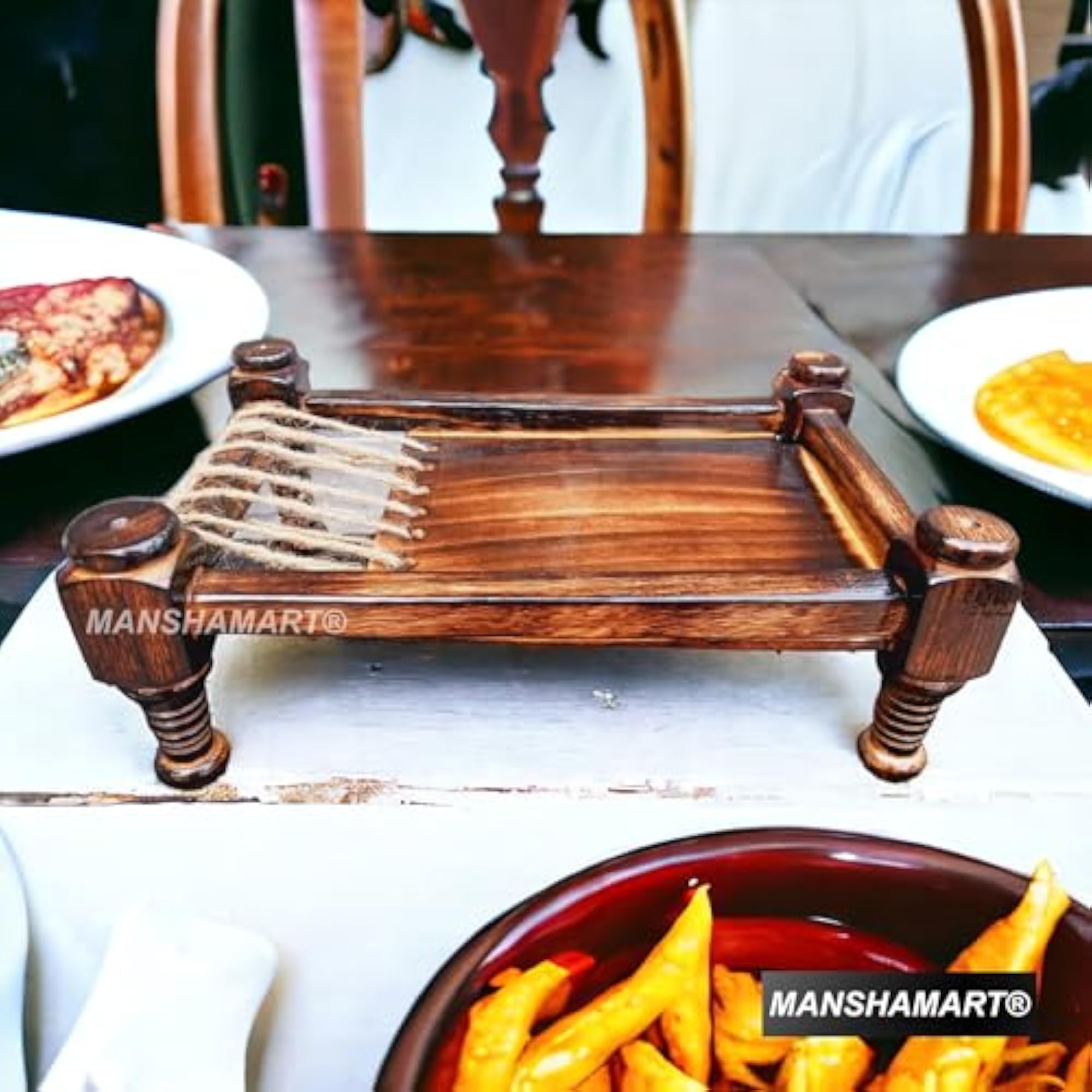 Wooden DESI KHAT CHARPAI Serving Tray, Handmade