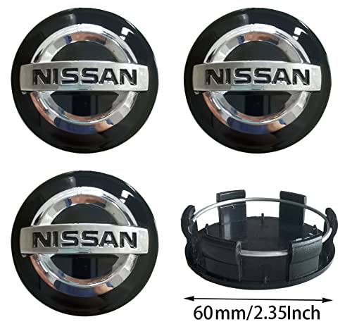 4PCS for Nissan Wheel Center Cap, 60mm Wheel Center Hub Caps Covers for Altima Sentra Maxima Rogue Versa Murano Etc (Black)