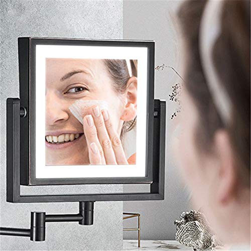 Miroir de rasage carré double face au design extensible noir mat - 4