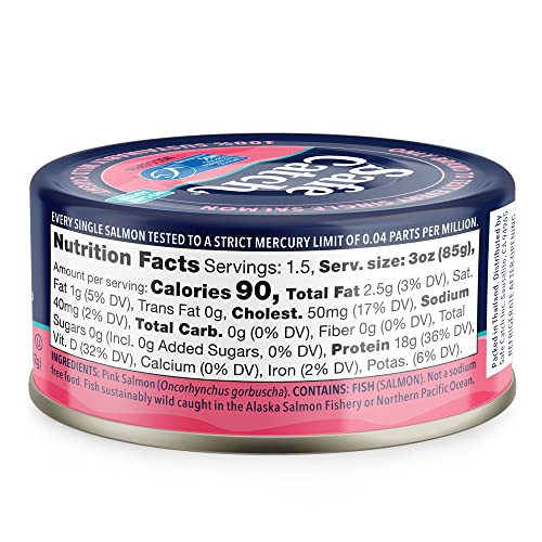 Safe Catch Wild Pacific Pink Salmon Canned Wild-Caught No Salt Added Skinless Boneless Salmon Fish Mercury Tested Kosher, 6 Pack Can Salmon 5oz
