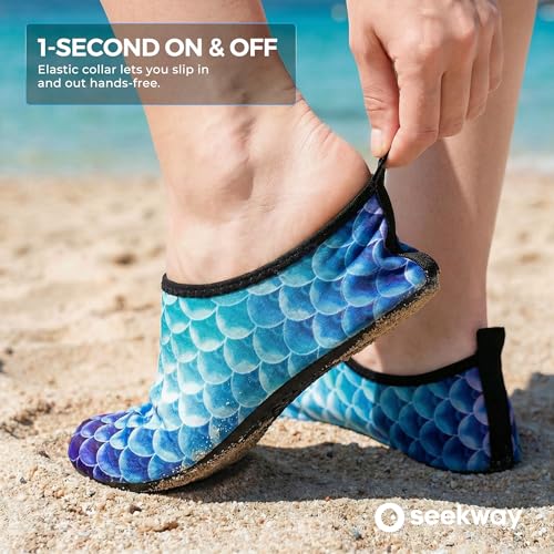 Image of SEEKWAY Water Shoes Women Men Adult Quick-Dry Aqua Socks Barefoot Non Slip for Beach Swim River Pool Lake surf Black SK002(U)
