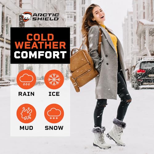 ArcticShield Faux Fur Womens Winter Snow Boots for Women - Dual Style Fur Collor Waterproof Snow Boots for Women with Memory Foam Insoles - Snow Boots with Heat Retain Technology (Snow White) - Thumbnail 5