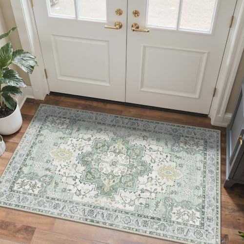 GENIMO 3x5 Outdoor Rug, Washable for Porch and Balcony, Mint Green