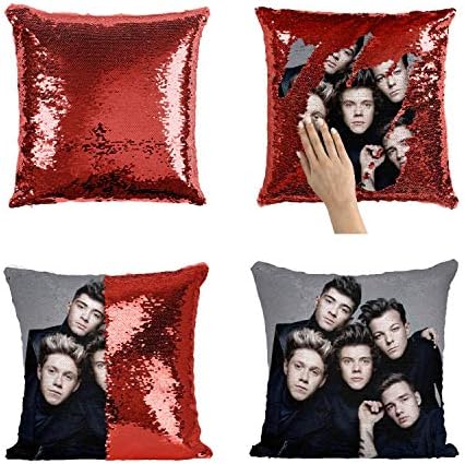 Direction Group Members One OD12 Sequins 16x16 Pillow Cover with 18x18 inch Insert Girly Stuff Boys Xmas Present (Cover + Insert)