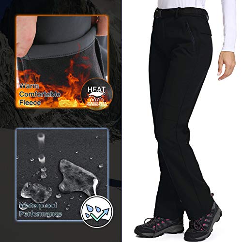 Jessie Kidden Women's Waterproof Pants Hiking Ski Snow Fish Fleece Lined Insulated Outdoor Golf Travel Pant (40, 801F Black 4Xl) #TOP4